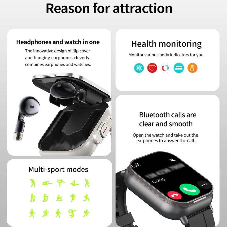 Smartwatch PulseLink Wireless Earbuds 2-in-1